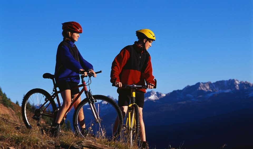 Kids on Mountain Bikes Enjoying View